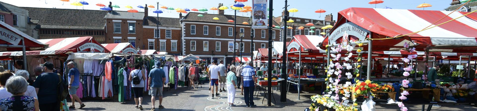 Newark market on a sunny day