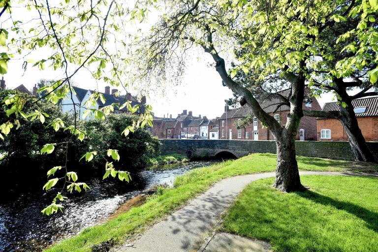 Walking path alongside river in Ollerton.